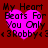 A red background with four identical pink heart-shaped icons displaying text and a name.