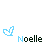 Six identical pixelated icons arranged in two , each featuring a light blue bird symbol and the name "Noelle" with varying letter color emphasis