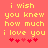 Yellow pixelated text on coral background reads "i wish you knew how much i love you" with red heart symbols below, two identical versions side-by-side.