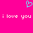 A static image with a bright pink background featuring a cyan pixelated heart symbol above repeated white text reading "i love you i love you" in lowercase.