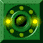 Four green square each contain a circular arrangement of yellow dots around a central dark sphere, with one dot glowing brighter in sequence