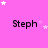 Pink background with repeated 'Steph' text and white/pink star animations.