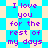 Pixelated text repeats 'I love you for the rest of my days' across a blue and beige checkered background with star-like shapes.