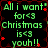 Green pixelated text on black background with red star accents, repeating 'All i want for<3 Christmas is<3 youh!!' in four quadrants.