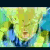 Animated contact sheet showing three sequential frames of a yellow cartoon character with blue accents running against a green background.