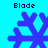 Four blue pixelated snowflake icons on cyan background with "Blade" text above each, showing animation variations of the snowflake's arms.