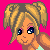 Pixel art animation of a blonde character with blue eyes and a green outfit against pink background, showing head movement and text changes.