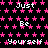 Pixelated image with black background, pink star pattern, and repeated white text "Just Be Yourself" in a