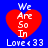 Red heart with white text "We Are So In" above blue background, below "Love<33" text.