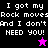 Pixelated text and star icons on black, purple, and pink backgrounds with white text reading "I got my Rock moves And I don't NEED YOU!".