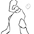 Static grayscale stick figure icon depicting a baseball player in mid-pitching motion with a ball nearby, rendered at low resolution on white background.