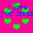 Pixelated green hearts float over a bright pink background with repeated blue text reading "i love you max" in multiple