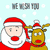 Pixelated Santa Claus and reindeer with changing facial expressions against a snowy background, text reads "WE WISH YOU A MERRY CHRISTMAS AND A HAPPY NEW YEAR".