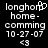 Pixelated text displays 'longhorn home - comming 10-27-07 <3' with a small heart symbol above the 'n' in 'longhorn', on black background.