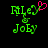 Green pixelated text 'Miley & Joey' on black background with pink heart symbol above the ampersand in one frame.