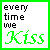 A 4x4 grid of animated AIM buddy icons featuring text phrases with color variations and small heart symbols, each icon displayed in a square frame with green or blue borders.