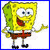 A 2x2 contact sheet of a Spongebob Squarepants animated icon showing four distinct frames with pixelated text and character poses against a blue border.