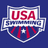 Pixelated USA Swimming logo on blue background with cyan text reading 'Swimming Is My Life GO MARLINS!!!' on black background.
