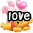 Pixelated cartoon bear with red shirt sits beneath pink hearts and wings, text overlays change between 'love' and 'Allie' across frames.