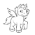 Pixelated grayscale image of a cartoon character with large eyes, holding an object resembling a wand or staff.