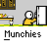 Animated contact sheet of a pixel art character interacting with kitchen items and food, showing sequential actions across 12 frames.