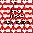 Red and white heart-patterned background with repeated text "I Love Alicia aaf babe" in black pixelated font across two identical sections.