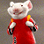 A pixelated animated buddy icon featuring a cartoon mouse character in red clothing with yellow accents on the left, and green text reading "Original Icons .com" on a dark green background to the right.