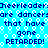 Blue background with white bubble pattern and repeated dark blue text stating "Cheerleader are dancers that have gone RETARDED!" in pixelated font.