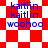 Blue text 'kaitlin' and 'woohoo' on red-and-white checkered background with diamond-shaped pattern variations.