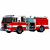 A 50x50 pixel animated firetruck icon displayed on a white background, with green text reading "Original Icons .com" on the right side of the image.
