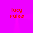 A static image with a bright pink background displaying four identical pixelated text blocks arranged in a