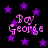 Pixelated text 'Boy George' in pink and purple hues appears over a black background with scattered purple stars, repeated in four distinct arrangements.