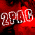 Pixelated red background with white outlined text reading "2Pac" in a stylized font, appearing as a static buddy icon.