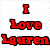 Red text on white background reads "I Love Lauren From Ultra Violet" next to grayscale photo of person with light hair.