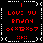 Red pixel text on black background with white snowflake border, displaying "i LOVE YU BRYAN ×07" and "...+..." in four identical quadrants