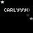 Pixelated text 'CARLYYYY:' with white and gray stars on black background, showing animation changes across frames.