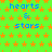 A static image with a bright green background covered in orange stars, featuring blue text reading "hearts & stars" repeated across the surface.