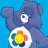 A pixelated Care Bears buddy icon featuring a blue bear with a rainbow flower emblem on its chest, next to "Care Bears" text and "BROOZ TOFC" text on a solid blue background.