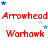 Red text labels 'Arrowhead' and 'Warhawk' in repeating with blue stars scattered across a white background
