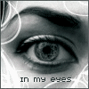 grayscale eye close-ups with pink text overlays, showing subtle animation changes in eye shape and text positioning