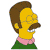 Pixelated character with yellow skin, brown hair, and a mustache wearing green shirt and pink collar in profile view.