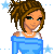 Pixel art contact sheet showing multiple frames of a blue-themed animated icon with a female character and repeated text variations, set against a starry background.