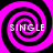 Four identical spiral patterns in bright magenta and black with the word SINGLE in white pixelated text overlaid on each spiral.