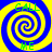 Four identical spiral patterns with blue and yellow stripes, each containing green text reading CALL above ME.