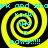 Yellow and black spiral pattern with cyan text reading "rock and shank and shank rock! like a baws!!!!!" in four quadrants on a black background.