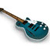 Pixelated blue electric guitar with brown neck and black hardware on white background.