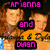 Pixelated image of a woman with long brown hair wearing a yellow top, with text overlays in pink and green.