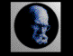Blue-toned skeletal figure in circular frame with varying background shades, showing subtle pose shifts across frames.