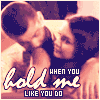 Animated sequence of a couple in intimate poses with text overlays, transitioning through blurred motion effects.