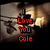 Pixelated image with red text reading "I Love You Cole" over a blurred background featuring indistinct shapes and muted tones.